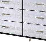 47" Black Silver and Gold Faux Croc Design Six Drawer Double Dresser - Homeroots - Flyclothing LLC