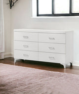 58" White Solid and Manufactured Wood Six Drawer Double Dresser - Homeroots - Flyclothing LLC