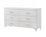 58" White Solid and Manufactured Wood Six Drawer Double Dresser - Homeroots