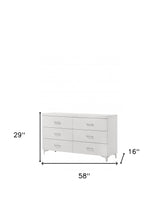 58" White Solid and Manufactured Wood Six Drawer Double Dresser - Homeroots - Flyclothing LLC