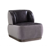 29" Antique Slate Gray Velvet And Brown Solid Color Slipper Chair - Homeroots - Flyclothing LLC