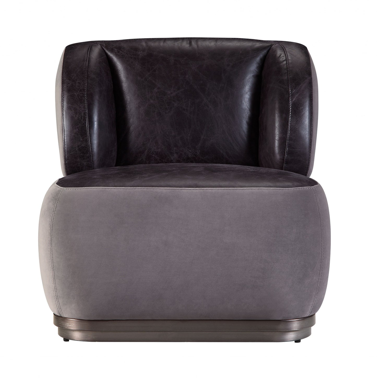 29" Antique Slate Gray Velvet And Brown Solid Color Slipper Chair - Homeroots - Flyclothing LLC