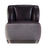 29" Antique Slate Gray Velvet And Brown Solid Color Slipper Chair - Homeroots - Flyclothing LLC