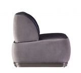 29" Antique Slate Gray Velvet And Brown Solid Color Slipper Chair - Homeroots - Flyclothing LLC
