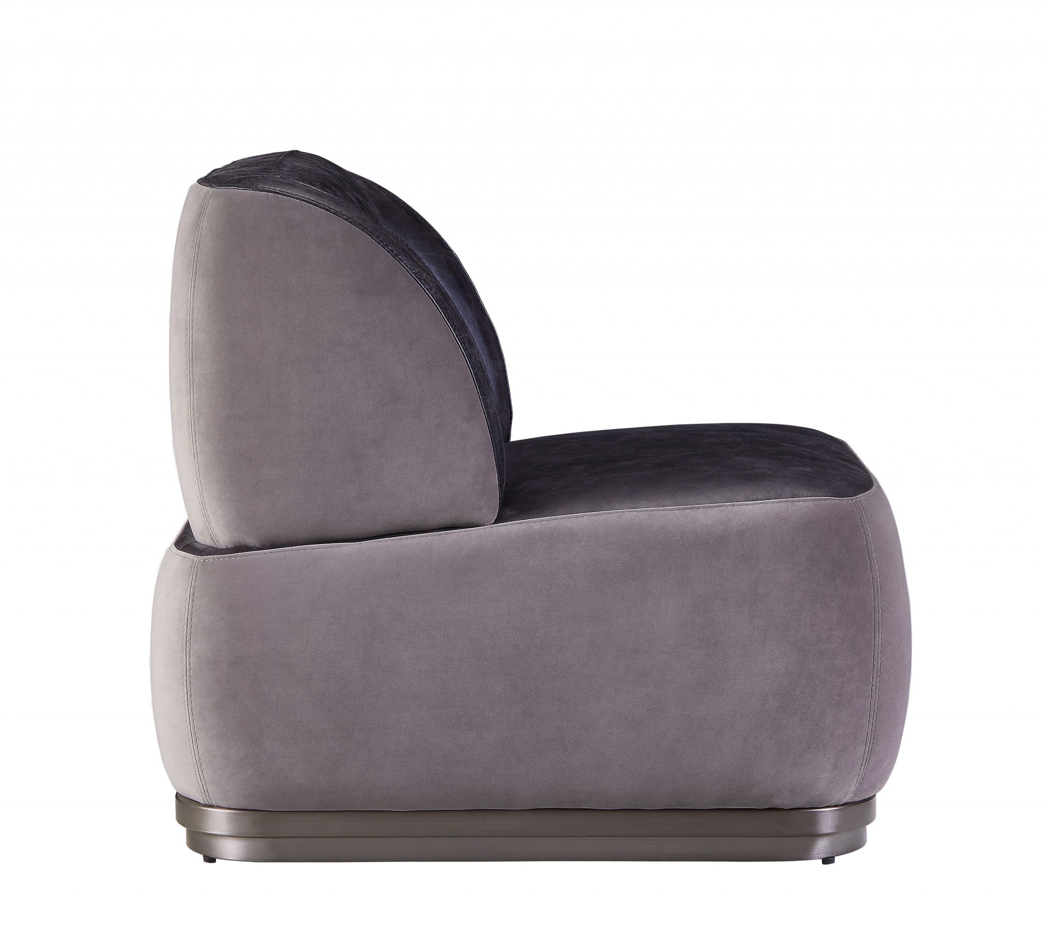 29" Antique Slate Gray Velvet And Brown Solid Color Slipper Chair - Homeroots - Flyclothing LLC