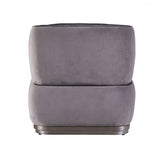 29" Antique Slate Gray Velvet And Brown Solid Color Slipper Chair - Homeroots - Flyclothing LLC