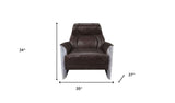 35" Espresso And Silver Top Grain Leather Tufted Club Chair - Homeroots