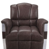 35" Retro Brown Top Grain Leather And Steel Patchwork Club Chair - Homeroots - Flyclothing LLC