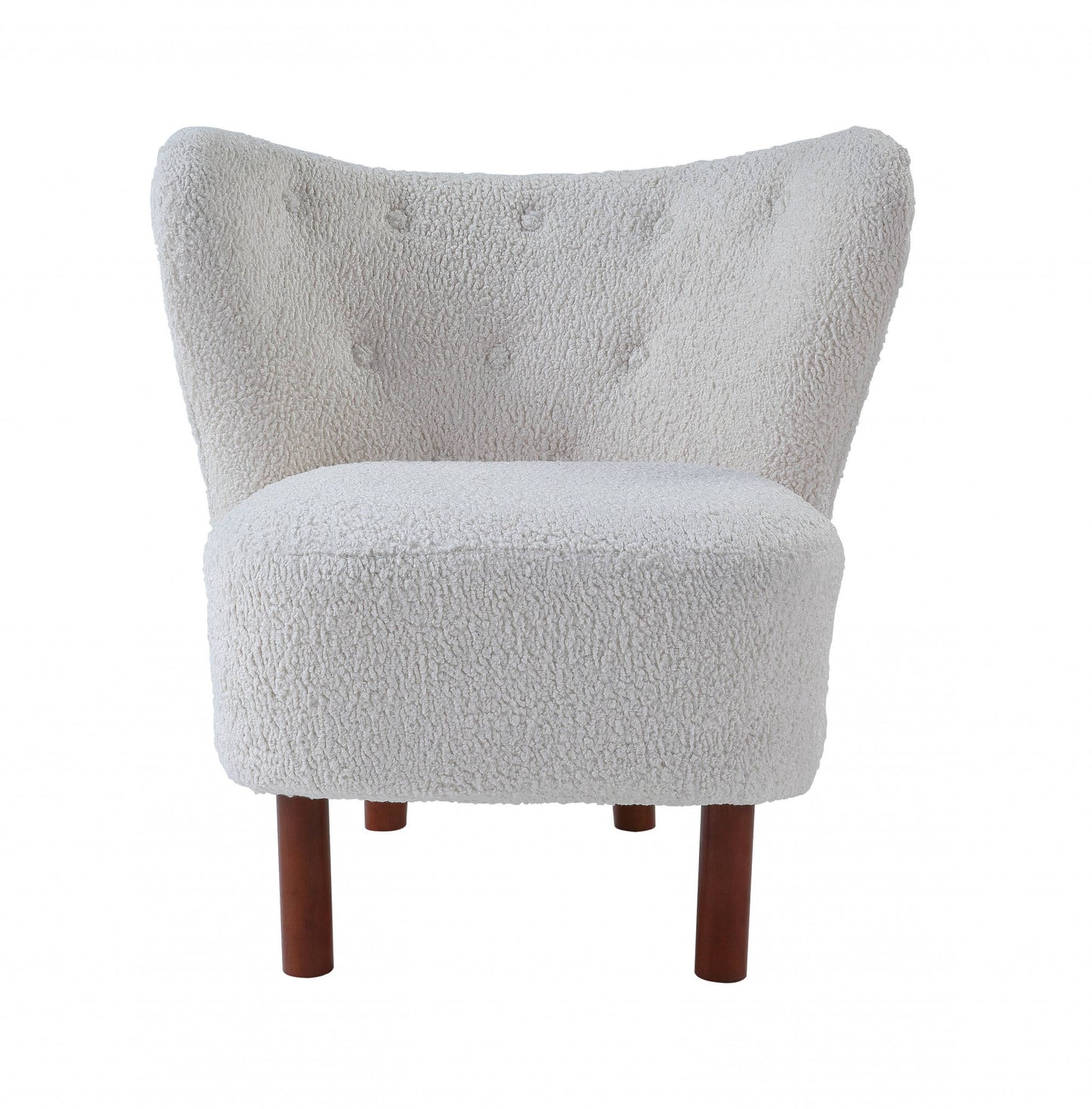 31" White Sherpa And Brown Polka Dots Wingback Chair - Homeroots - Flyclothing LLC