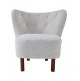 31" White Sherpa And Brown Polka Dots Wingback Chair - Homeroots - Flyclothing LLC
