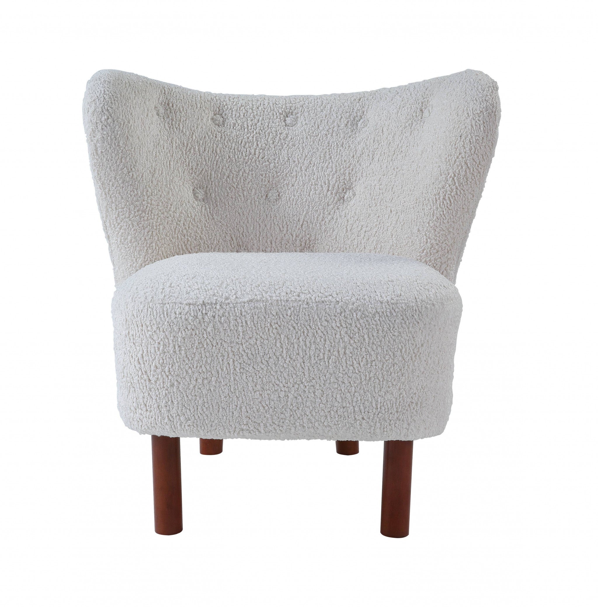 31" White Sherpa And Brown Polka Dots Wingback Chair - Homeroots - Flyclothing LLC