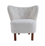 31" White Sherpa And Brown Polka Dots Wingback Chair - Homeroots - Flyclothing LLC