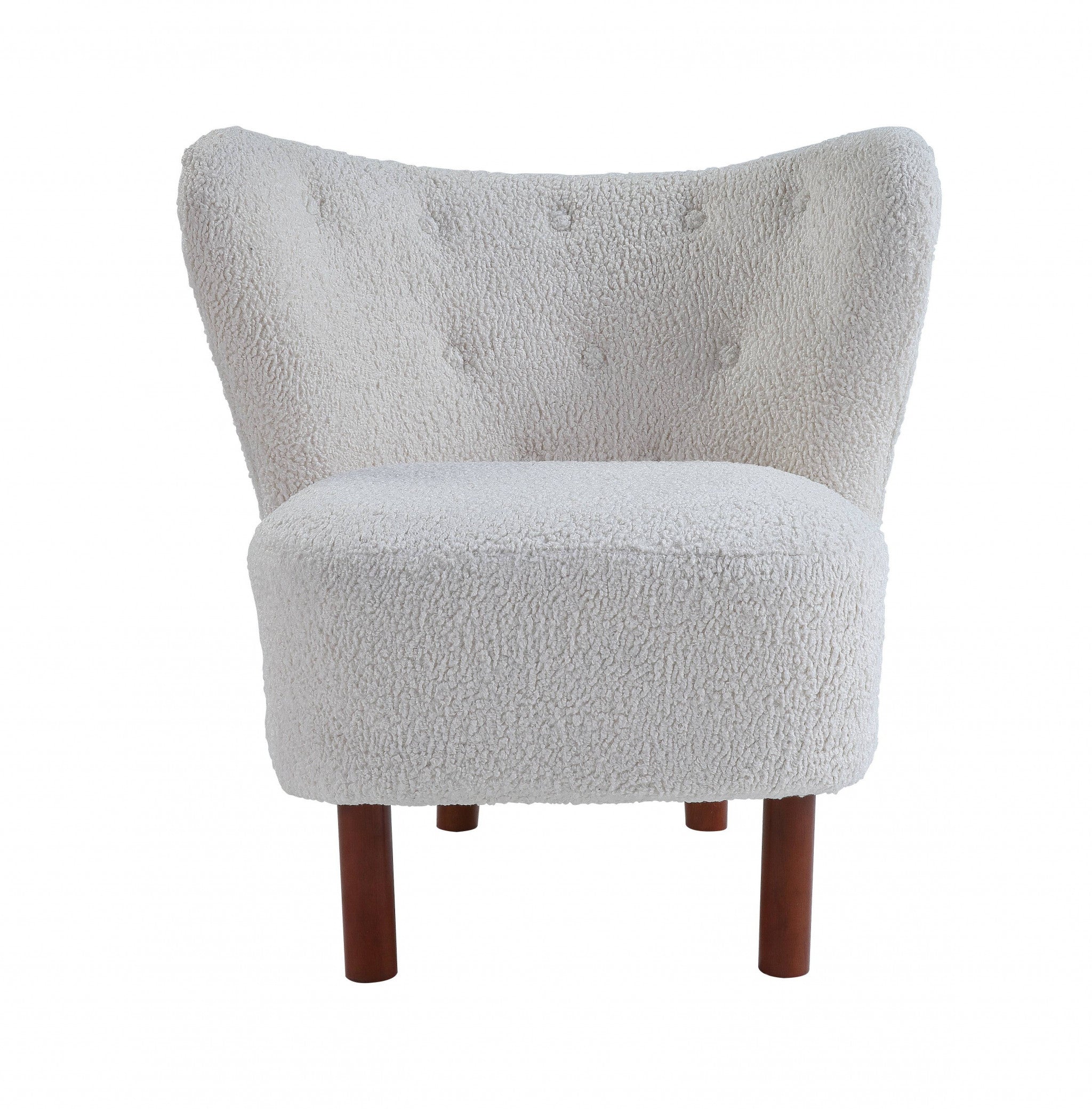 31" White Sherpa And Brown Polka Dots Wingback Chair - Homeroots - Flyclothing LLC