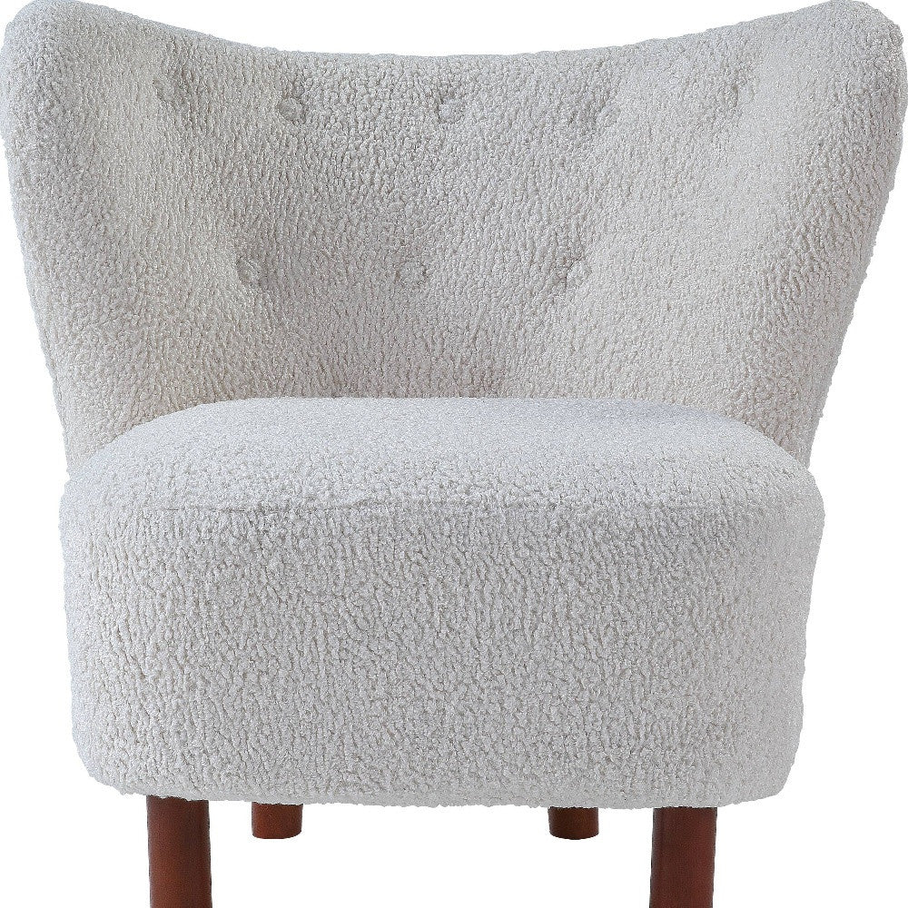 31" White Sherpa And Brown Polka Dots Wingback Chair - Homeroots - Flyclothing LLC