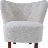 31" White Sherpa And Brown Polka Dots Wingback Chair - Homeroots - Flyclothing LLC