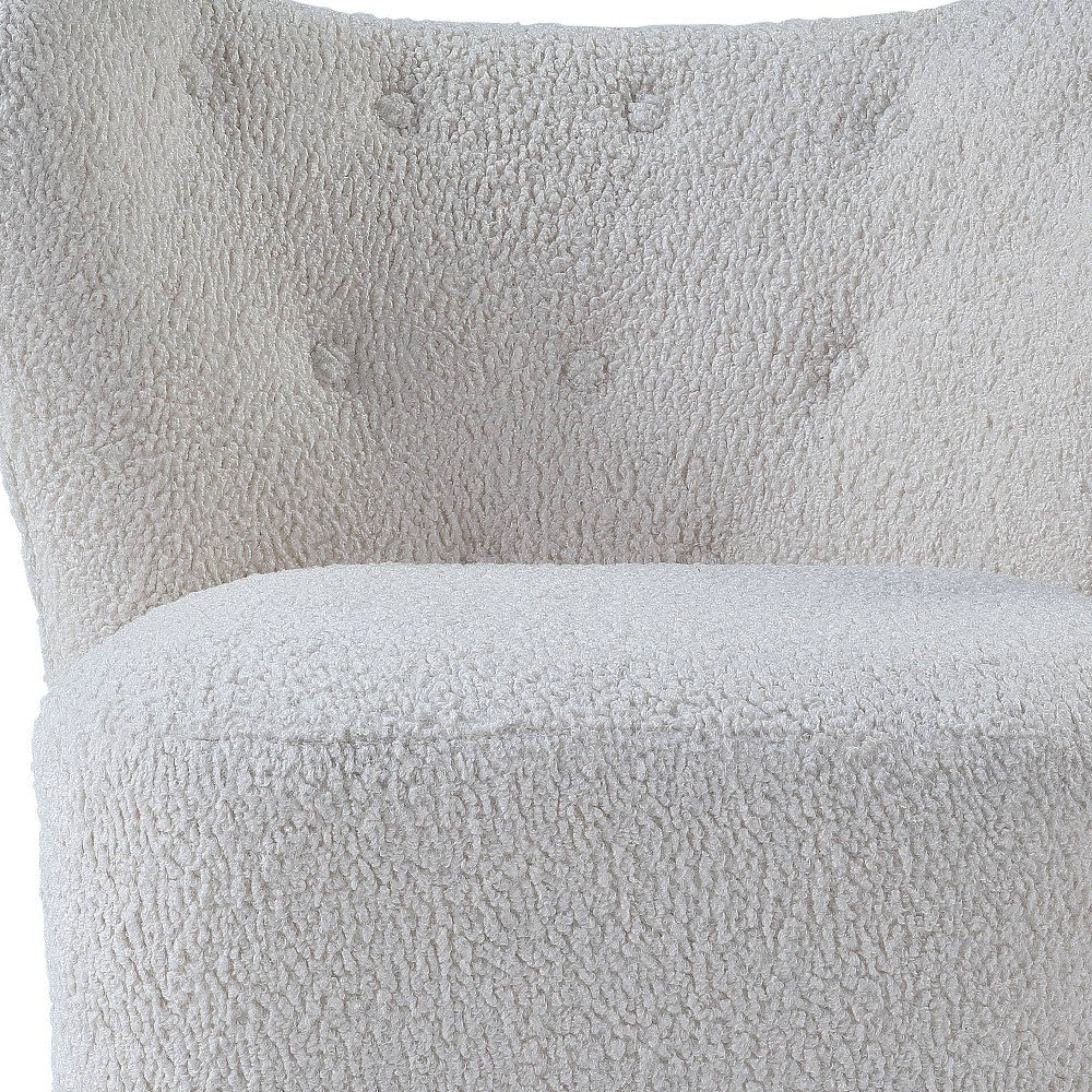 31" White Sherpa And Brown Polka Dots Wingback Chair - Homeroots - Flyclothing LLC