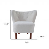 31" White Sherpa And Brown Polka Dots Wingback Chair - Homeroots - Flyclothing LLC