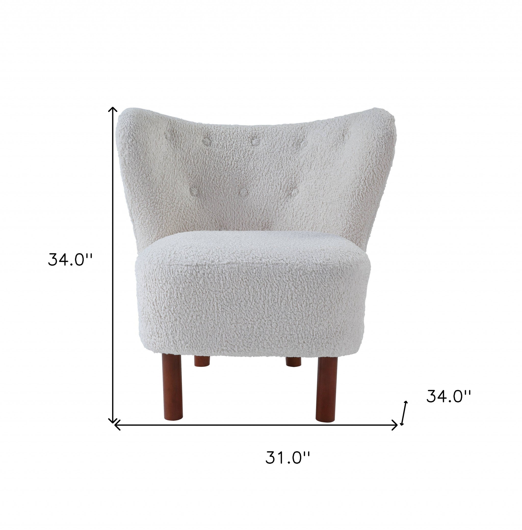 31" White Sherpa And Brown Polka Dots Wingback Chair - Homeroots - Flyclothing LLC