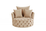 43" Beige Velvet Solid Color Swivelbarrel Chair - Homeroots