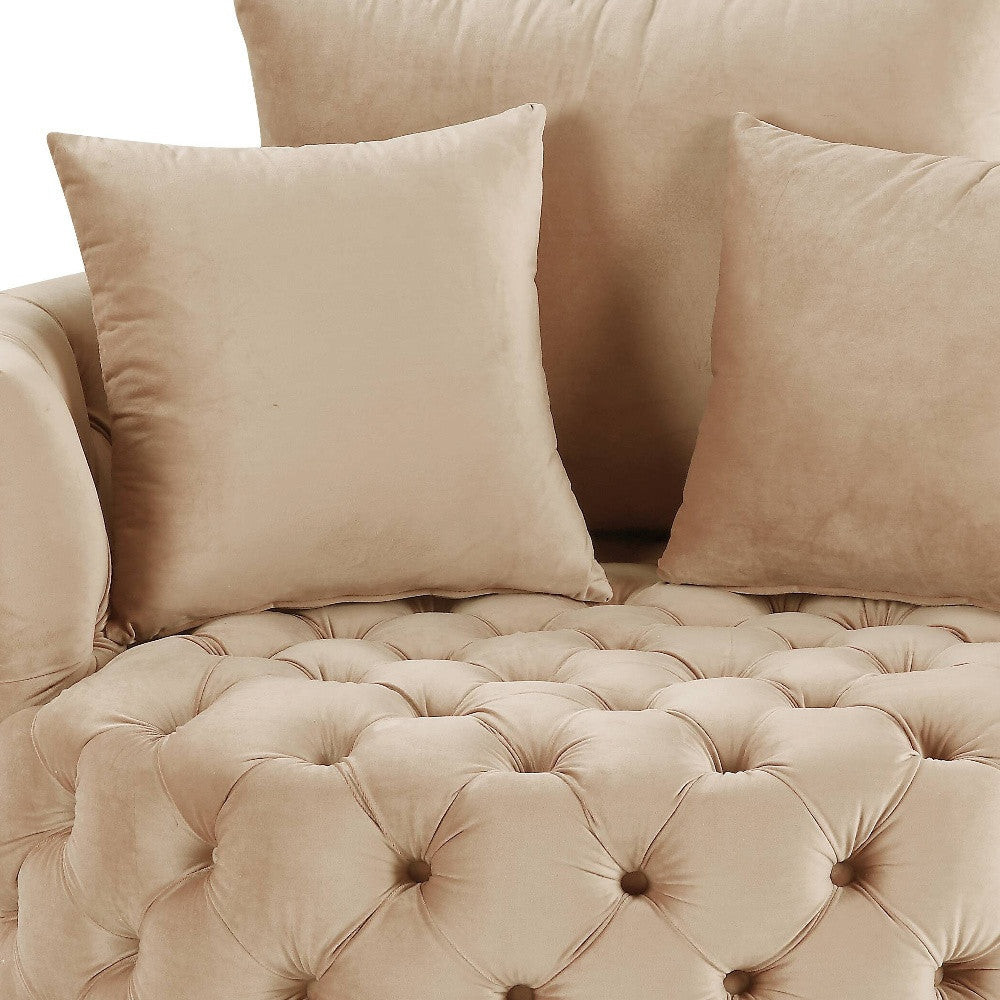 43" Beige Velvet Solid Color Swivelbarrel Chair - Homeroots - Flyclothing LLC