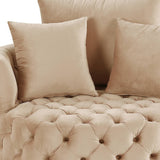 43" Beige Velvet Solid Color Swivelbarrel Chair - Homeroots