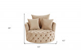 43" Beige Velvet Solid Color Swivelbarrel Chair - Homeroots - Flyclothing LLC