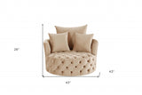 43" Beige Velvet Solid Color Swivelbarrel Chair - Homeroots