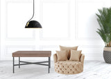 43" Beige Velvet Solid Color Swivelbarrel Chair - Homeroots - Flyclothing LLC