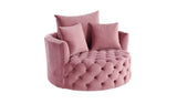 43" Pink Velvet Tufted Swivel Barrel Chair And Toss Pillows - Homeroots - Flyclothing LLC