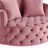 43" Pink Velvet Tufted Swivel Barrel Chair And Toss Pillows - Homeroots - Flyclothing LLC
