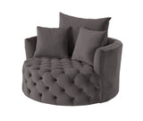 43" Gray Velvet Solid Color Swivel Barrel Chair - Homeroots - Flyclothing LLC