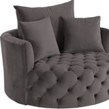 43" Gray Velvet Solid Color Swivel Barrel Chair - Homeroots - Flyclothing LLC