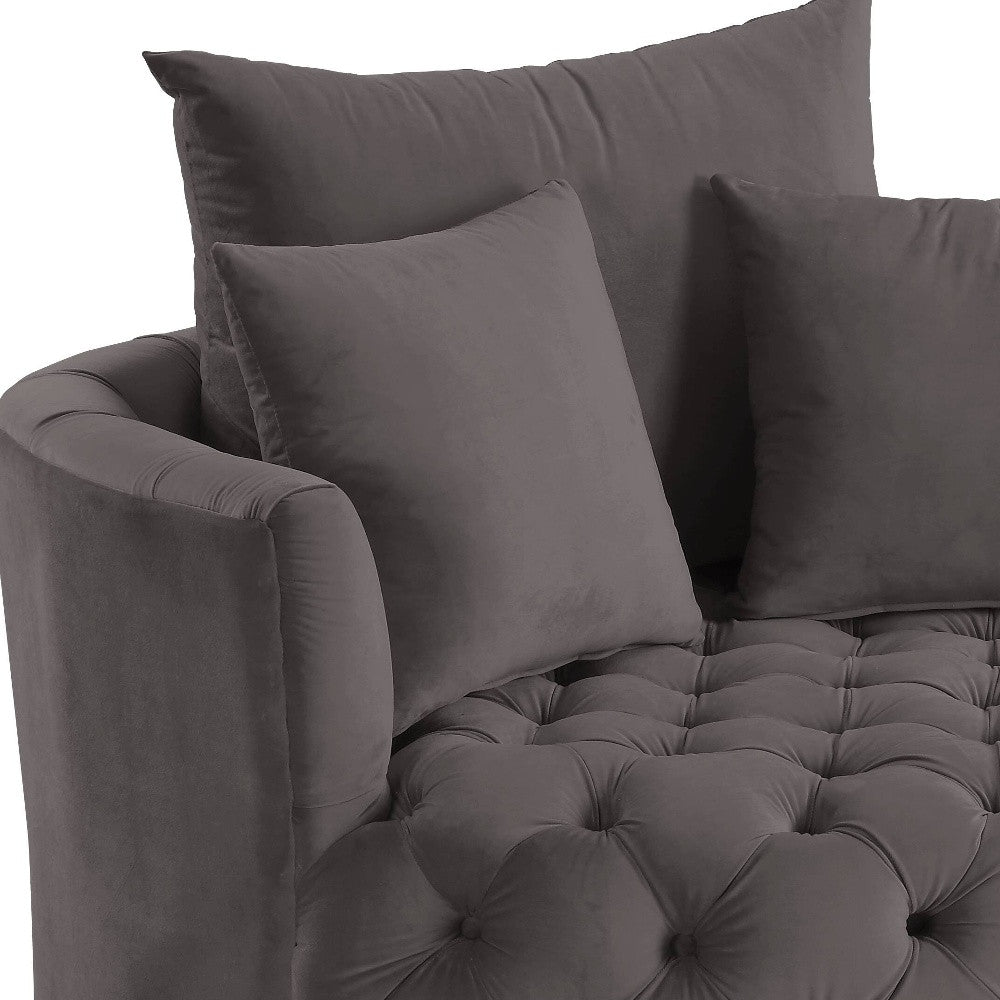 43" Gray Velvet Solid Color Swivel Barrel Chair - Homeroots - Flyclothing LLC