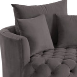 43" Gray Velvet Solid Color Swivel Barrel Chair - Homeroots - Flyclothing LLC