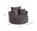 43" Gray Velvet Solid Color Swivel Barrel Chair - Homeroots - Flyclothing LLC