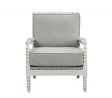 35" Gray Linen And Light Oak Solid Color Club Chair - Homeroots