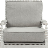 35" Gray Linen And Light Oak Solid Color Club Chair - Homeroots