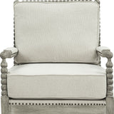 35" Beige Linen And Gray Oak Solid Color Club Chair