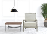 35" Beige Linen And Gray Oak Solid Color Club Chair - Homeroots
