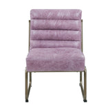 22" Top Grain Leather And Steel Ikat Side Chair - Homeroots - Flyclothing LLC