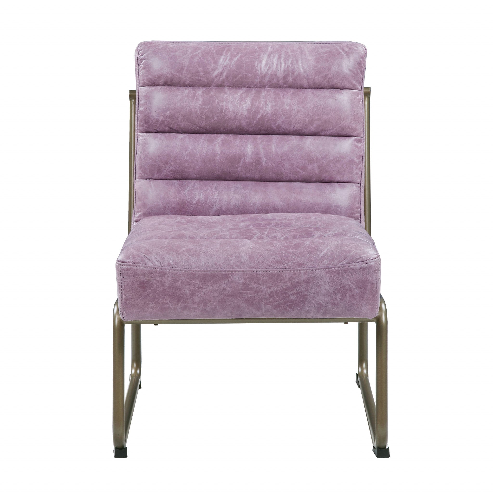 22" Top Grain Leather And Steel Ikat Side Chair - Homeroots - Flyclothing LLC