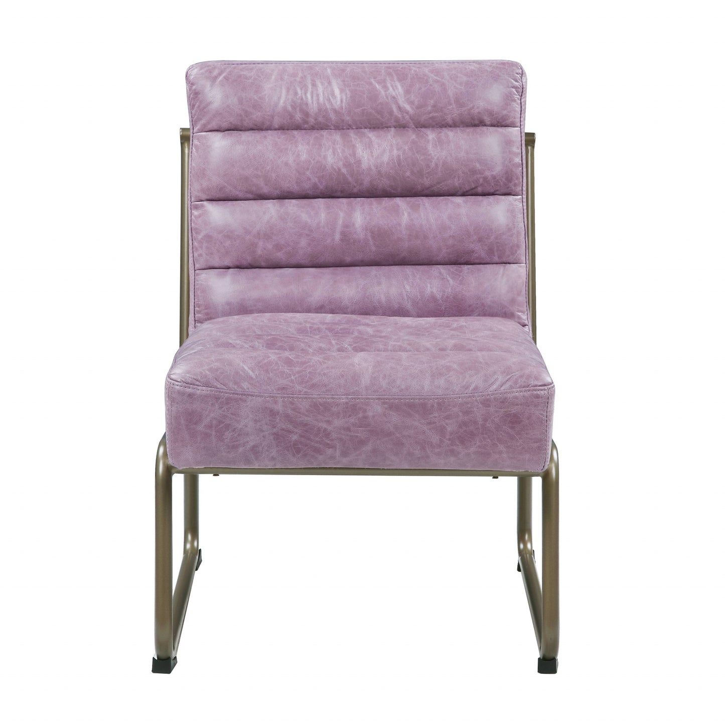22" Top Grain Leather And Steel Ikat Side Chair - Homeroots - Flyclothing LLC