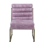 22" Top Grain Leather And Steel Ikat Side Chair - Homeroots - Flyclothing LLC