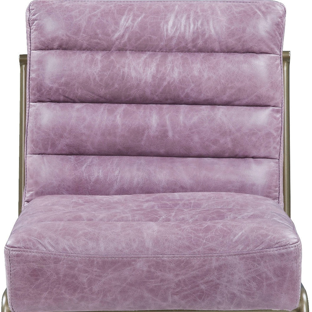 22" Top Grain Leather And Steel Ikat Side Chair - Homeroots - Flyclothing LLC