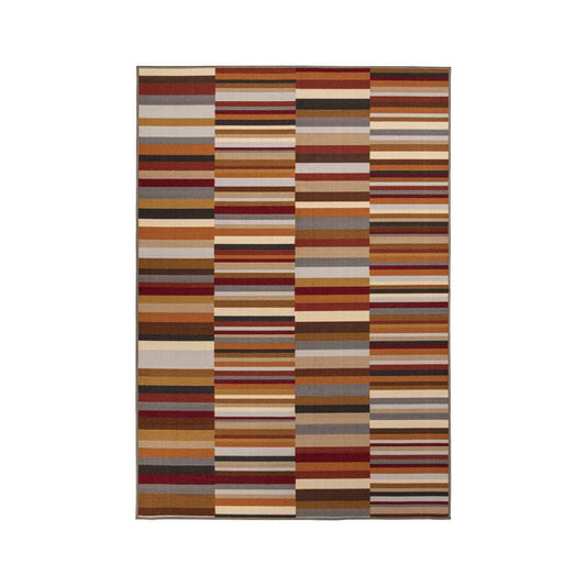 2' X 3' Taupe Striped Stain Resistant Non Skid Indoor Outdoor Area Rug - Homeroots - Flyclothing LLC