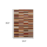 2' X 3' Taupe Striped Stain Resistant Non Skid Indoor Outdoor Area Rug - Homeroots - Flyclothing LLC