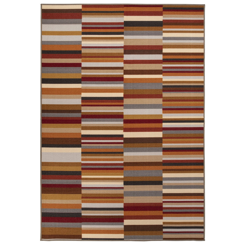 5' X 8' Taupe Striped Stain Resistant Non Skid Indoor Outdoor Area Rug - Homeroots
