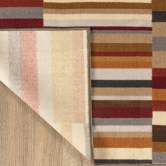 5' X 8' Taupe Striped Stain Resistant Non Skid Indoor Outdoor Area Rug - Homeroots - Flyclothing LLC