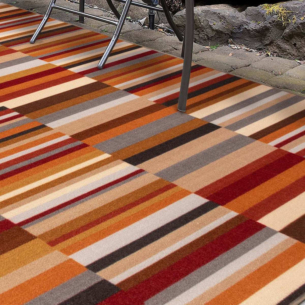 5' X 8' Taupe Striped Stain Resistant Non Skid Indoor Outdoor Area Rug - Homeroots - Flyclothing LLC