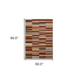5' X 8' Taupe Striped Stain Resistant Non Skid Indoor Outdoor Area Rug - Homeroots - Flyclothing LLC